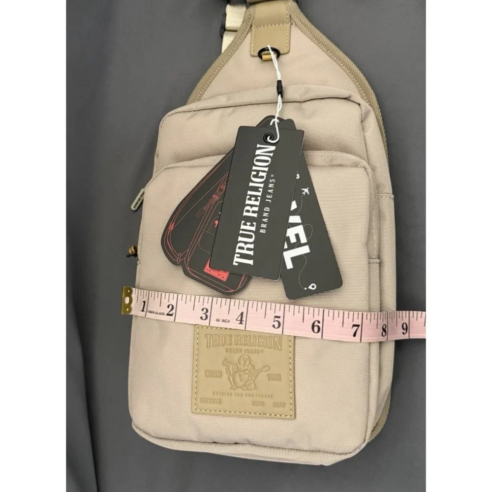 True Religion Pippen Tan Sling Crossbody Bag Adult Zip Adjustable Strap NEW